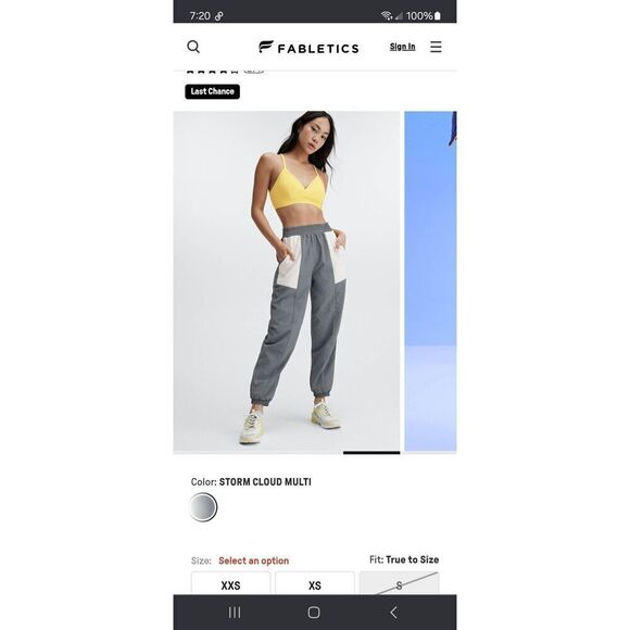 New XXL Fabletics Storm Cloud Multi Jaylee Color Block Nylon Track Pants NWT - Picture 1 of 7